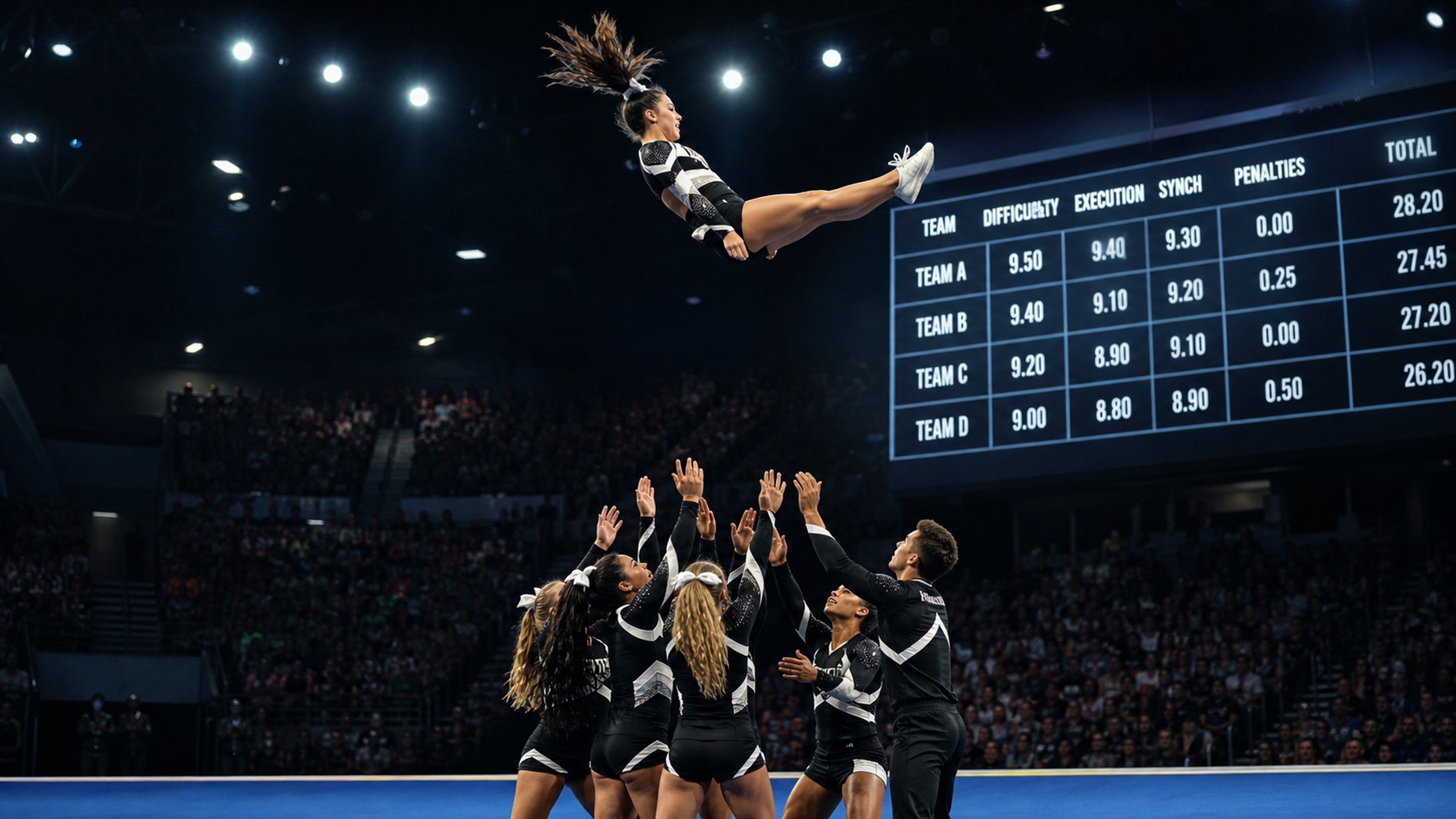 Cheerleading’s scoreboard era puts athletic risk and institutional recognition in the same frame.